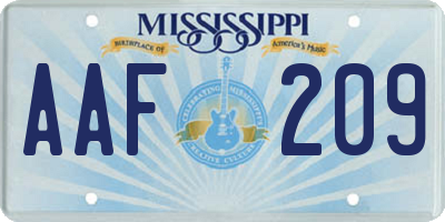 MS license plate AAF209