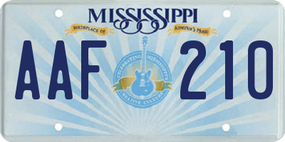 MS license plate AAF210