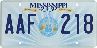 MS license plate AAF218