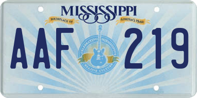 MS license plate AAF219