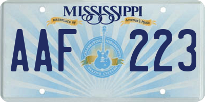 MS license plate AAF223