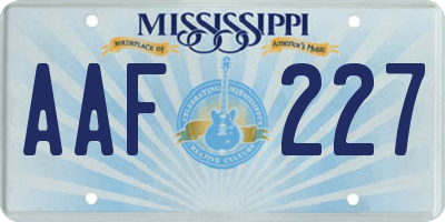 MS license plate AAF227