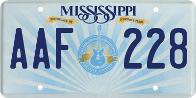 MS license plate AAF228