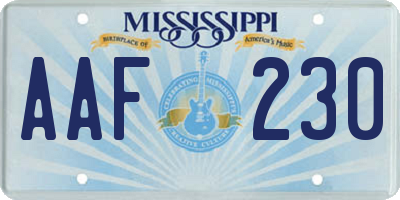 MS license plate AAF230