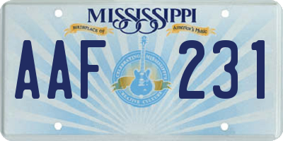 MS license plate AAF231