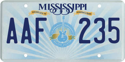 MS license plate AAF235