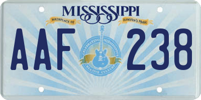MS license plate AAF238
