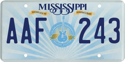 MS license plate AAF243