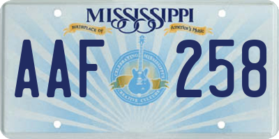 MS license plate AAF258