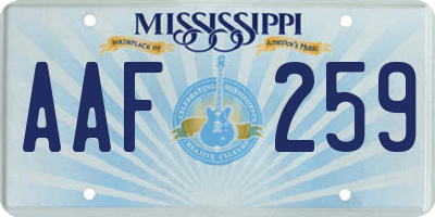 MS license plate AAF259