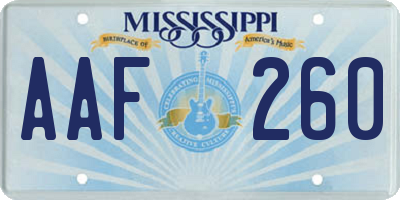 MS license plate AAF260