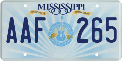 MS license plate AAF265