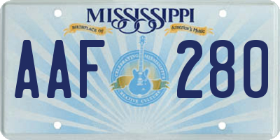 MS license plate AAF280