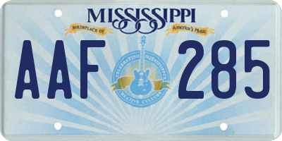 MS license plate AAF285