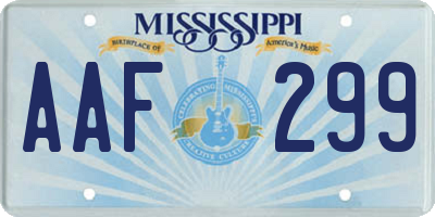 MS license plate AAF299