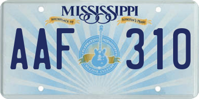 MS license plate AAF310