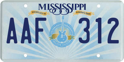 MS license plate AAF312