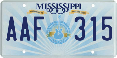 MS license plate AAF315