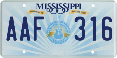 MS license plate AAF316