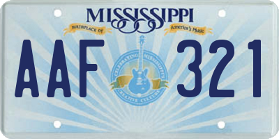 MS license plate AAF321