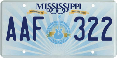 MS license plate AAF322