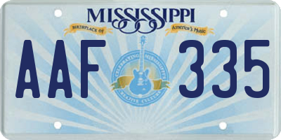 MS license plate AAF335
