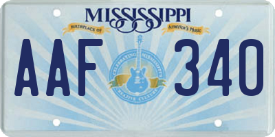 MS license plate AAF340