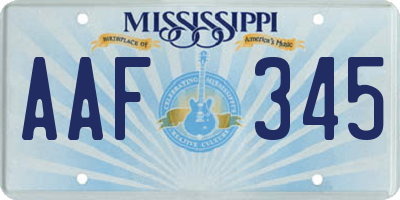 MS license plate AAF345