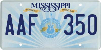 MS license plate AAF350