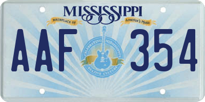 MS license plate AAF354