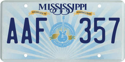 MS license plate AAF357