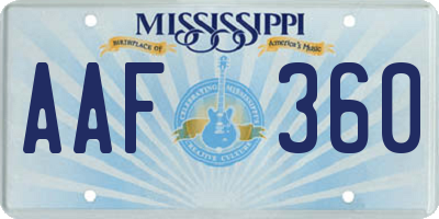 MS license plate AAF360