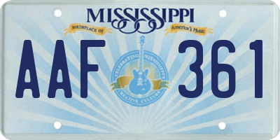 MS license plate AAF361