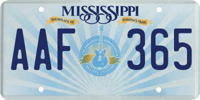 MS license plate AAF365