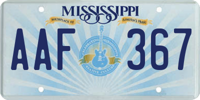 MS license plate AAF367