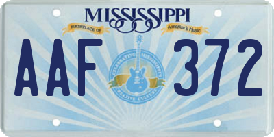 MS license plate AAF372