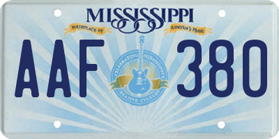 MS license plate AAF380
