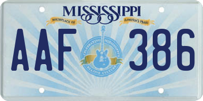 MS license plate AAF386