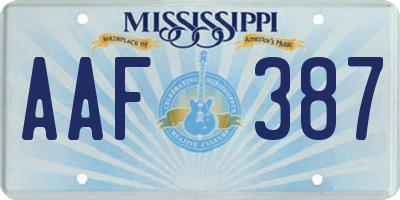 MS license plate AAF387