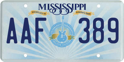 MS license plate AAF389