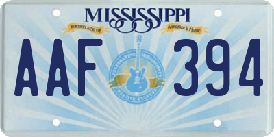 MS license plate AAF394