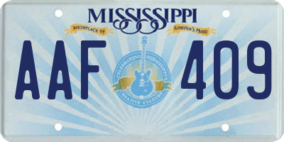 MS license plate AAF409