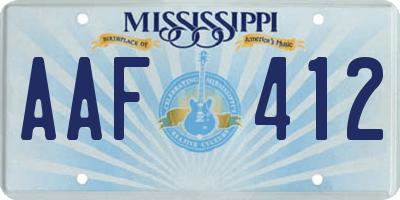 MS license plate AAF412