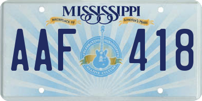 MS license plate AAF418