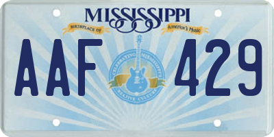 MS license plate AAF429