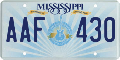 MS license plate AAF430