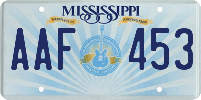 MS license plate AAF453