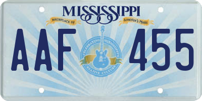 MS license plate AAF455