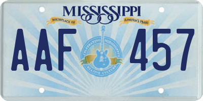 MS license plate AAF457