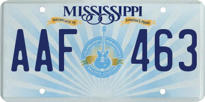 MS license plate AAF463